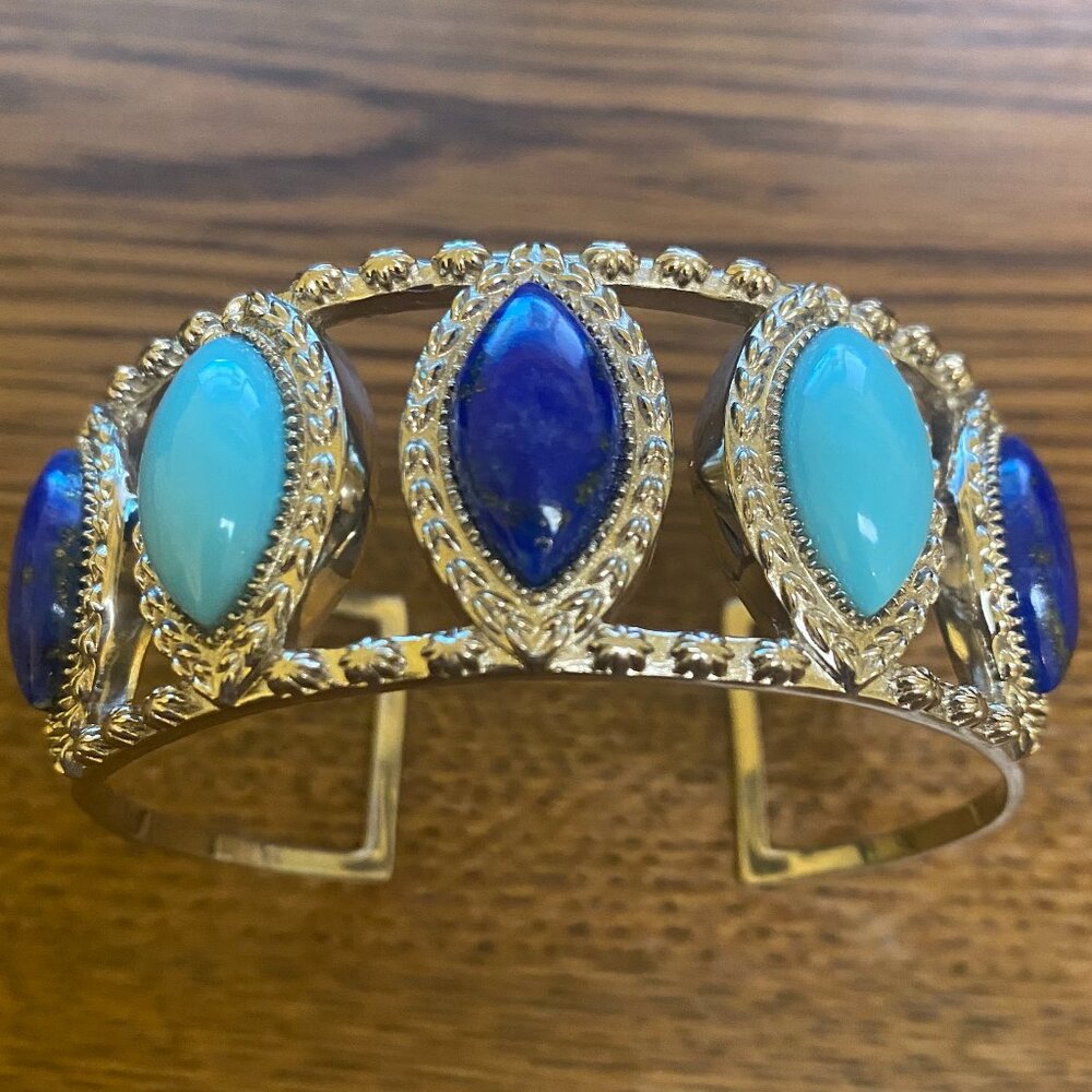 Sterling Silver Lapis & Turquoise Cuff